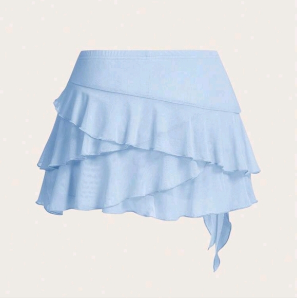 Women's Multi-Layer Ruffle Trim Low Rise Y2K Mini  Skirt - Picture 2 of 4